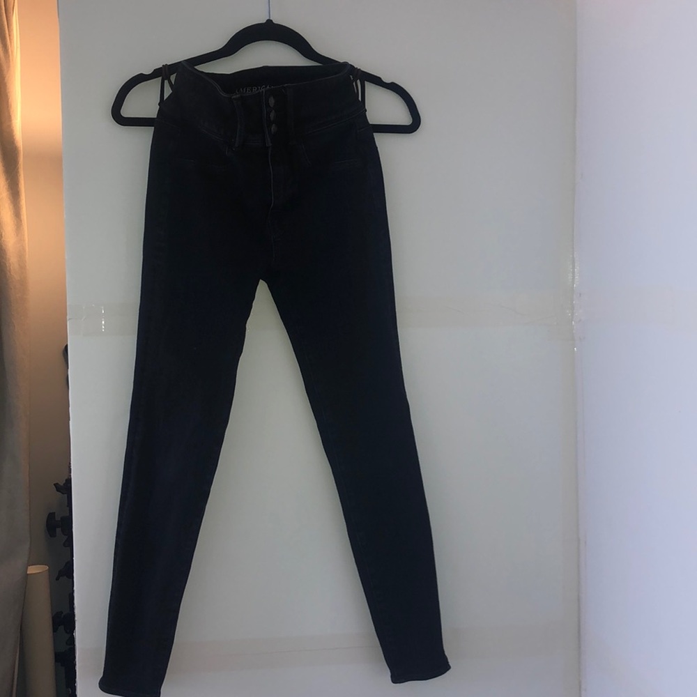 American Eagle Super Hi-Rise Jeggings (Black)